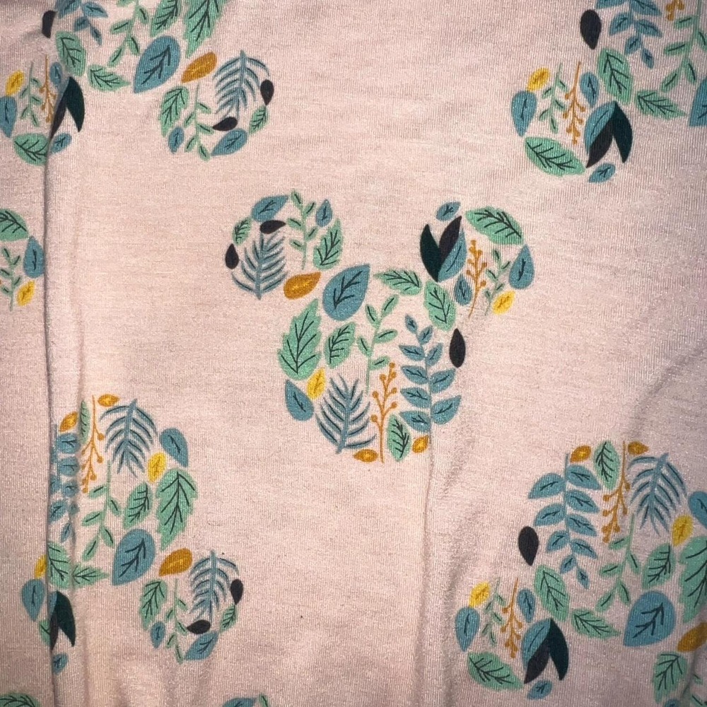 Disney Mickey Mouse XXL Pajama Set Pink Leaf Print 2-Piece - Picture 6 of 7
